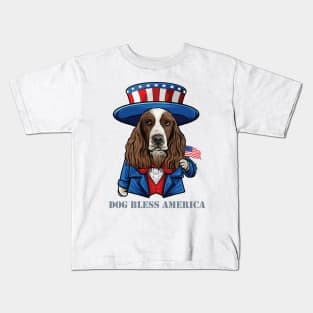 English Springer Spaniel Dog Bless America Kids T-Shirt